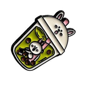 Rabbit Boba Tea Lapel Pin Pearl Bubble Tea Badge Brooch Accessories Pin Jewelry